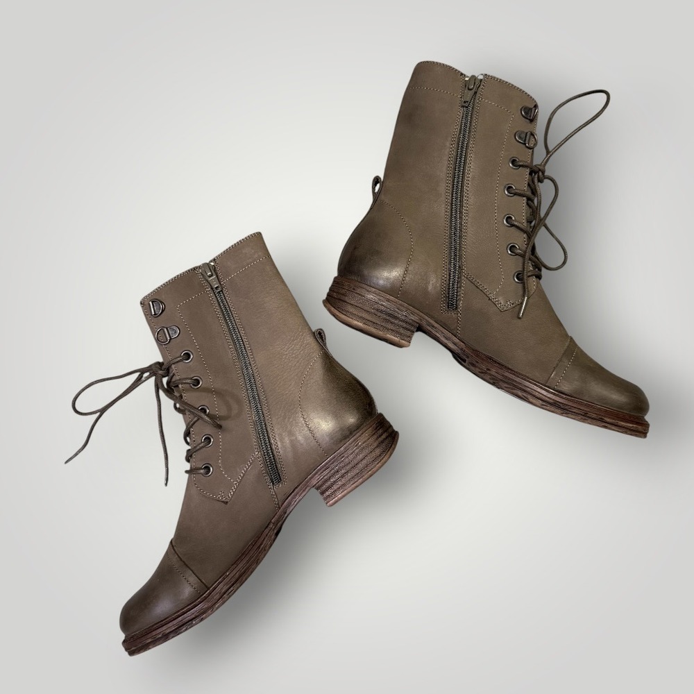 Blondo B5484 PYO Waterproof Leather Combat‎ Boots Olive Brown Cap Toe Womens 6 - Picture 6 of 11